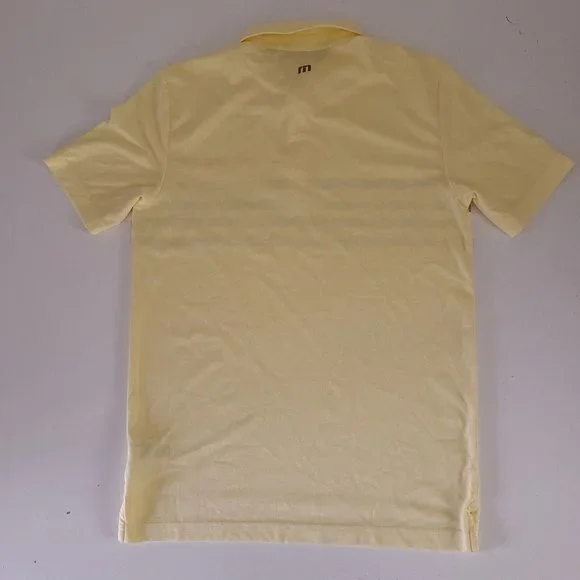 Travis Mathew Mens Shirt Yellow Striped Pocket Polo - Picture 3 of 6